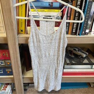 David Lerner Grey Ribbed Racerback Top Medium